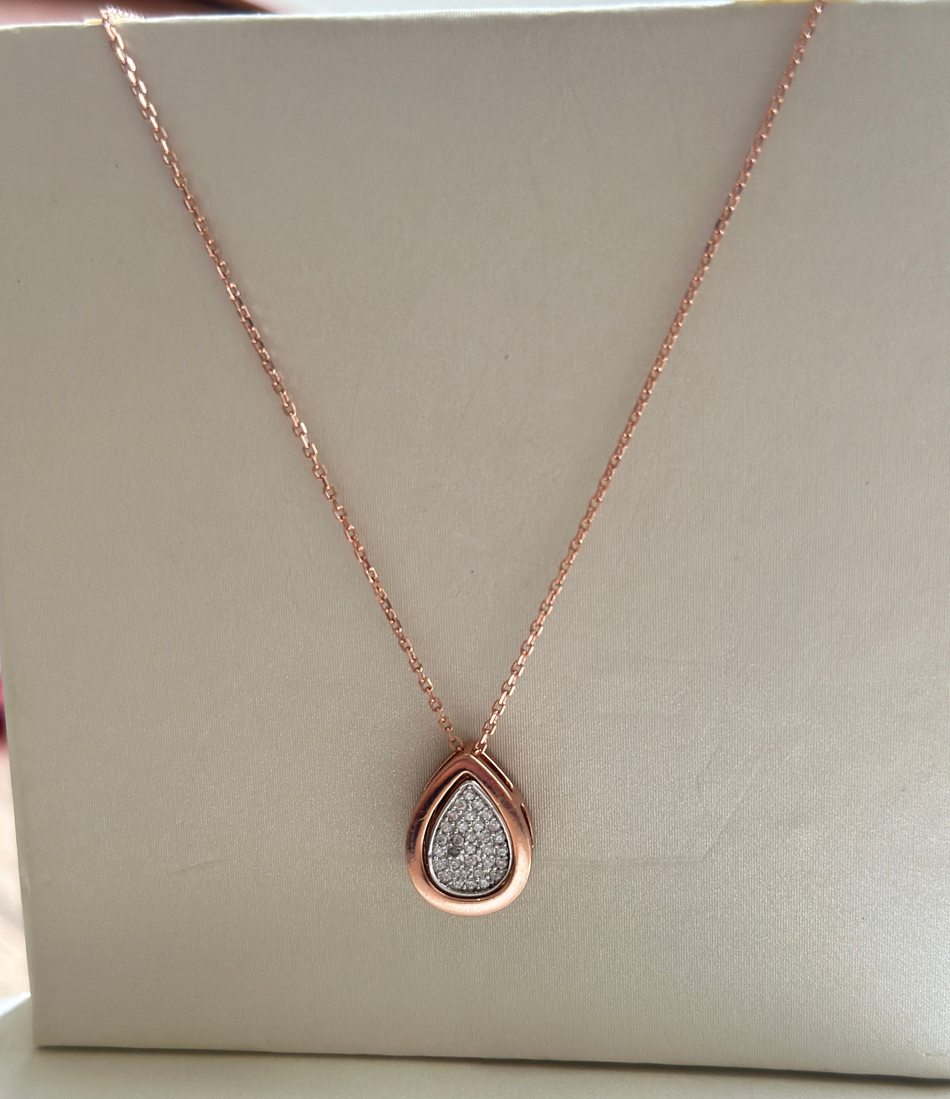 Cadena de plata 925 con dije gota doble faz  - Código K555