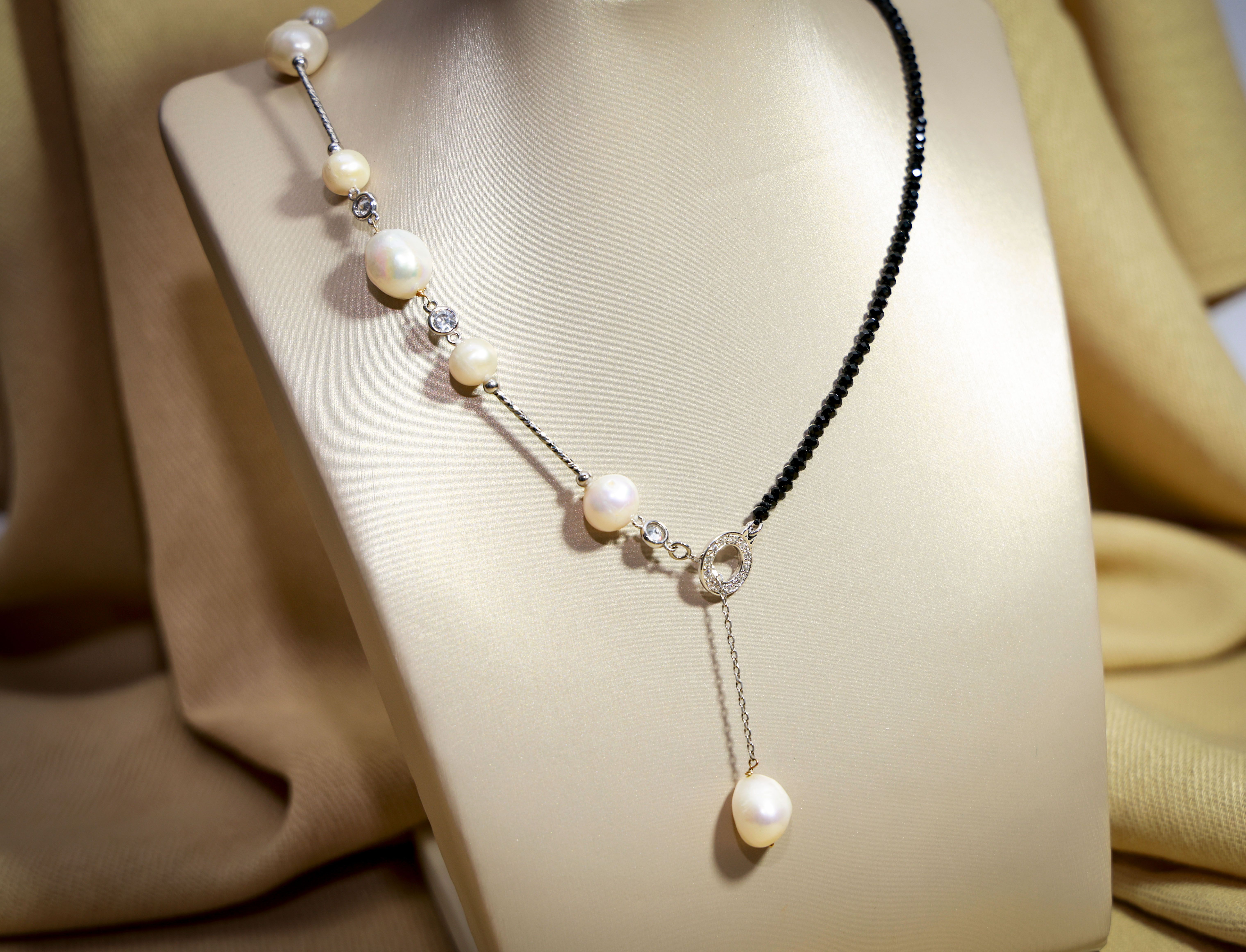 Collar de perla de cristales y perla - Código K010