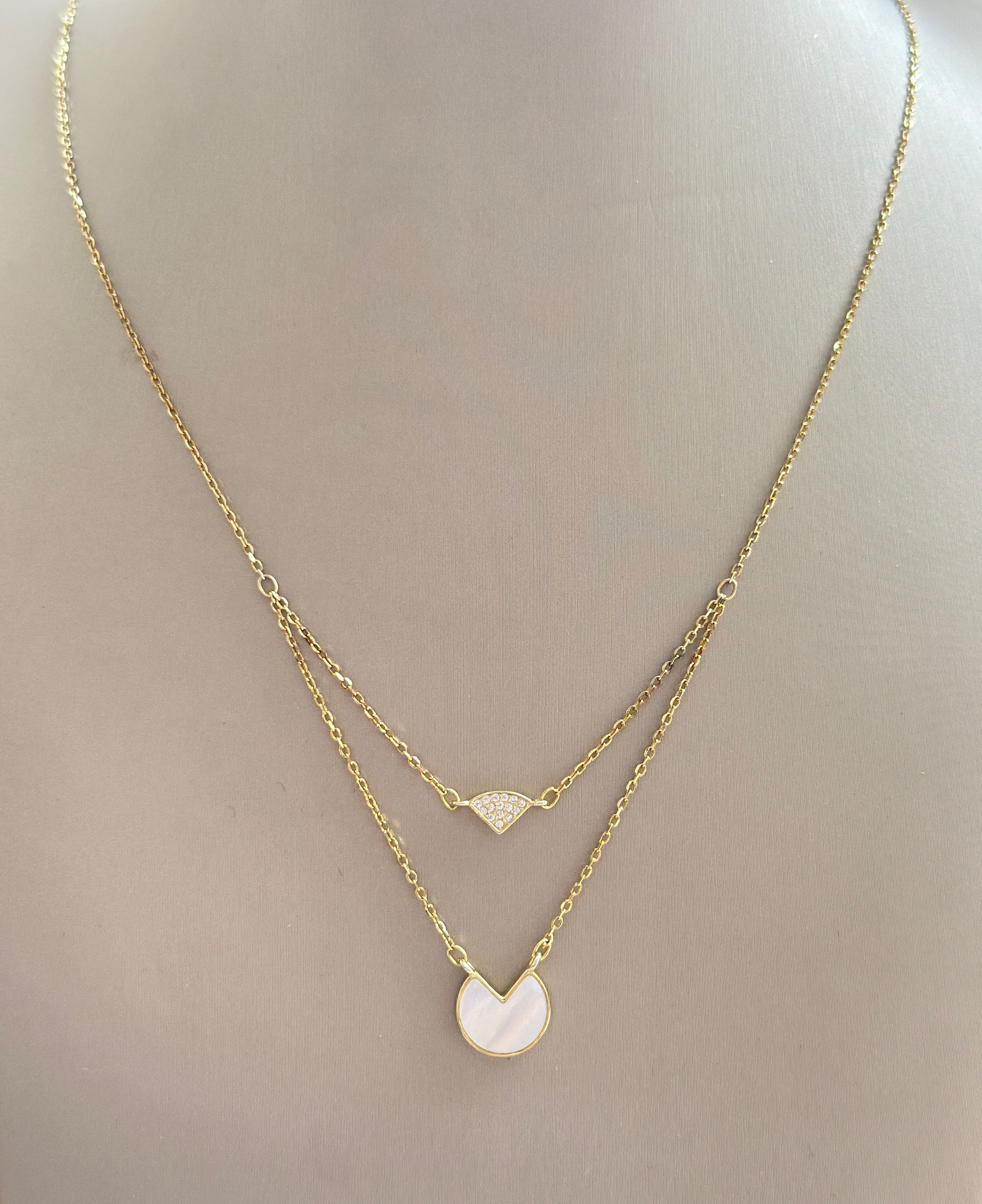 Cadena de plata 925 con dije nacar con circon  O.A - Código K522