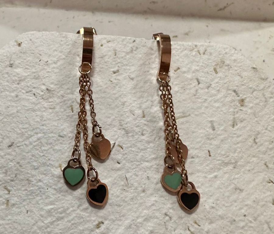 Aro acero colgante corazones - Código K119