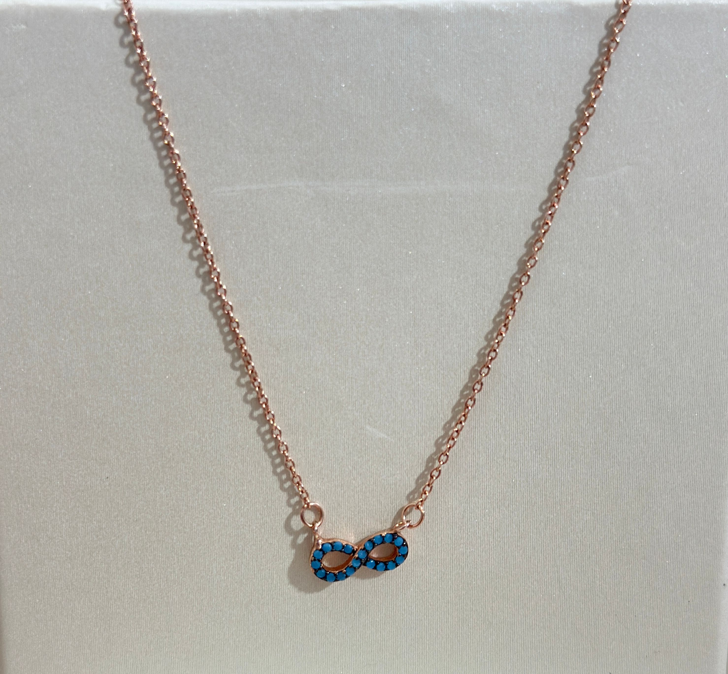 Cadena de plata 925 con infinito de turquesas - Código K564