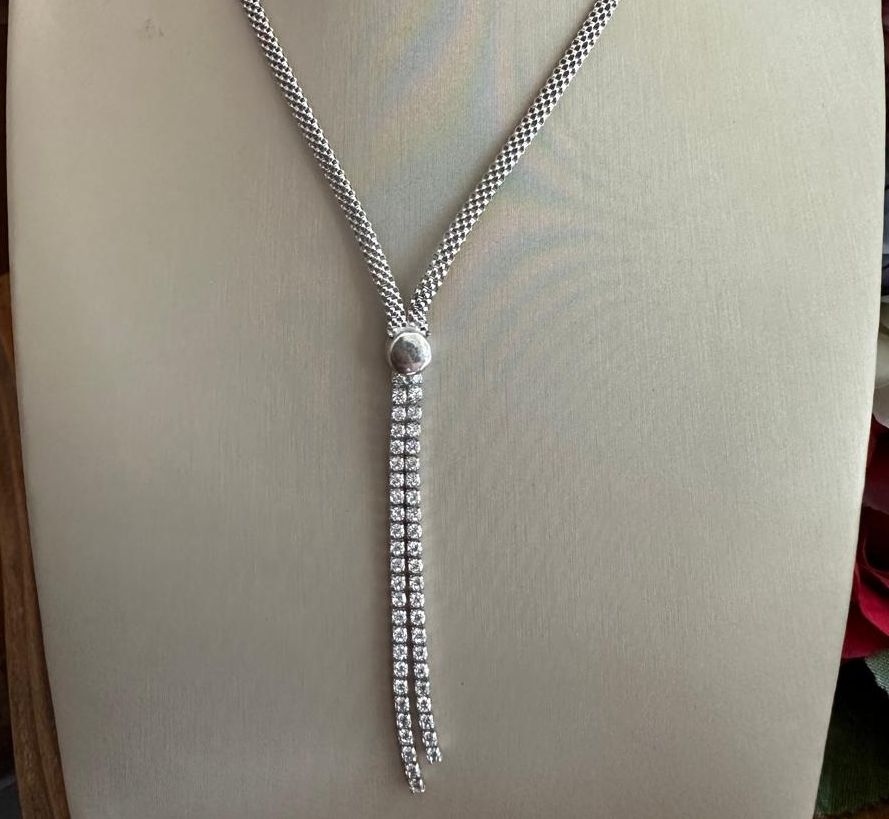 Cadena de plata 925 rodinado con circon  - Código K596