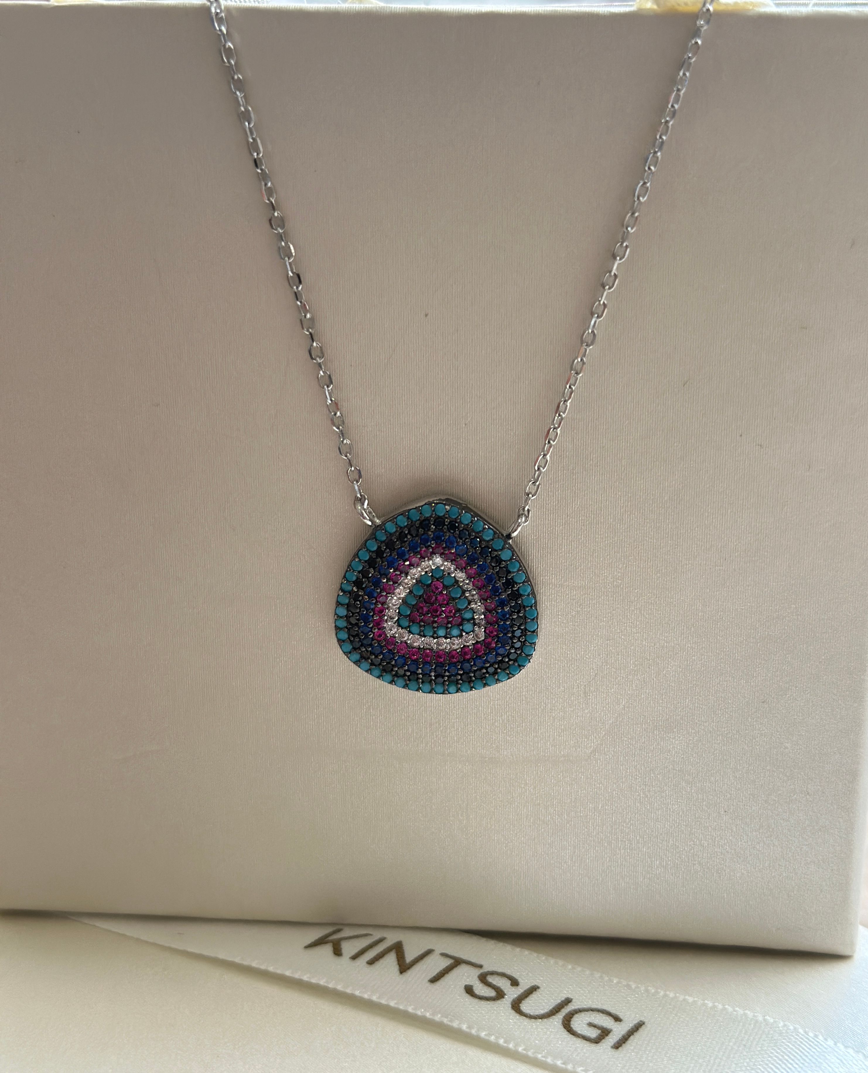 Cadena de plata 925 enchapado con cristales de colores - Código K584