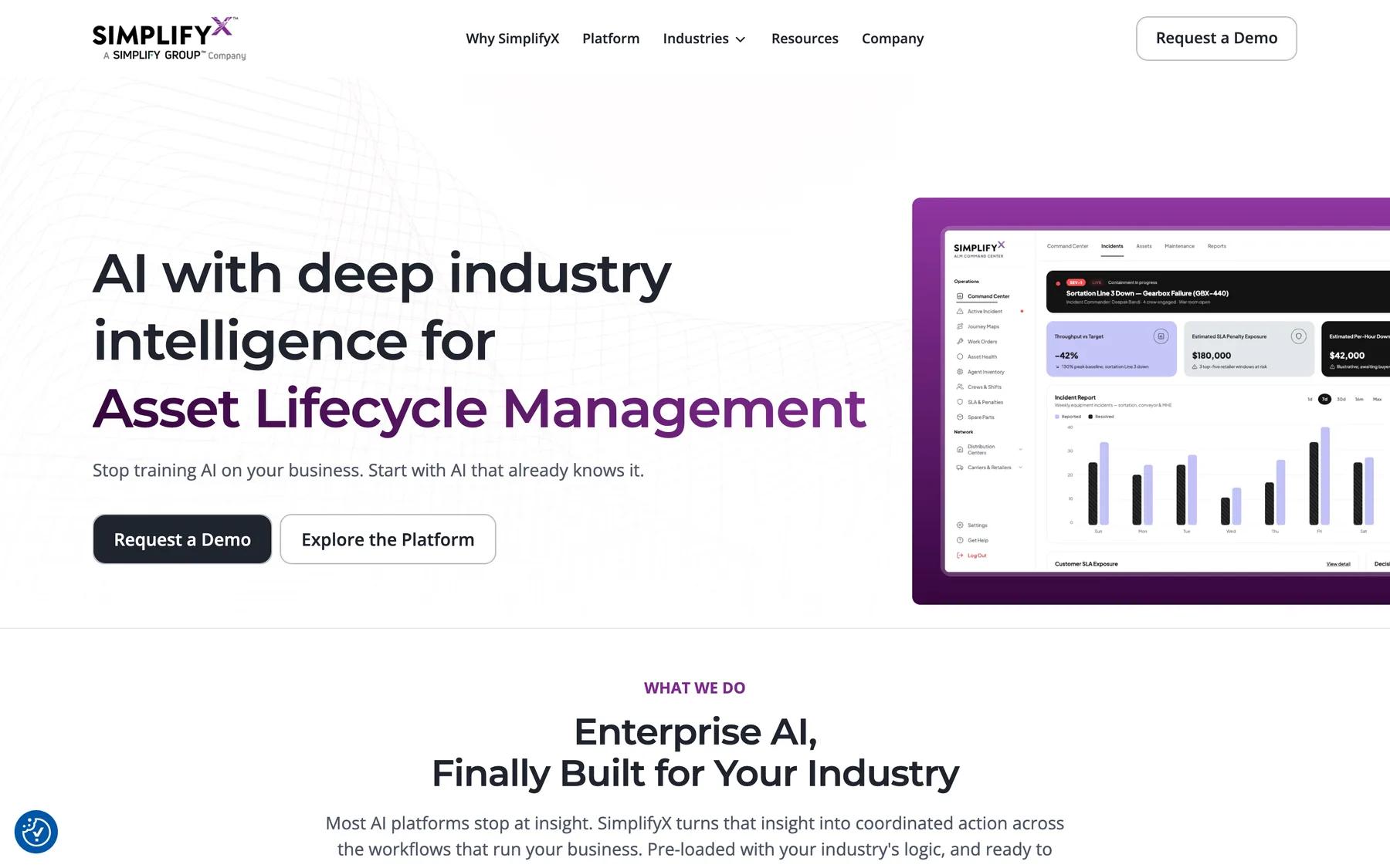 The SimplifyX homepage, showing the site structure and messaging.