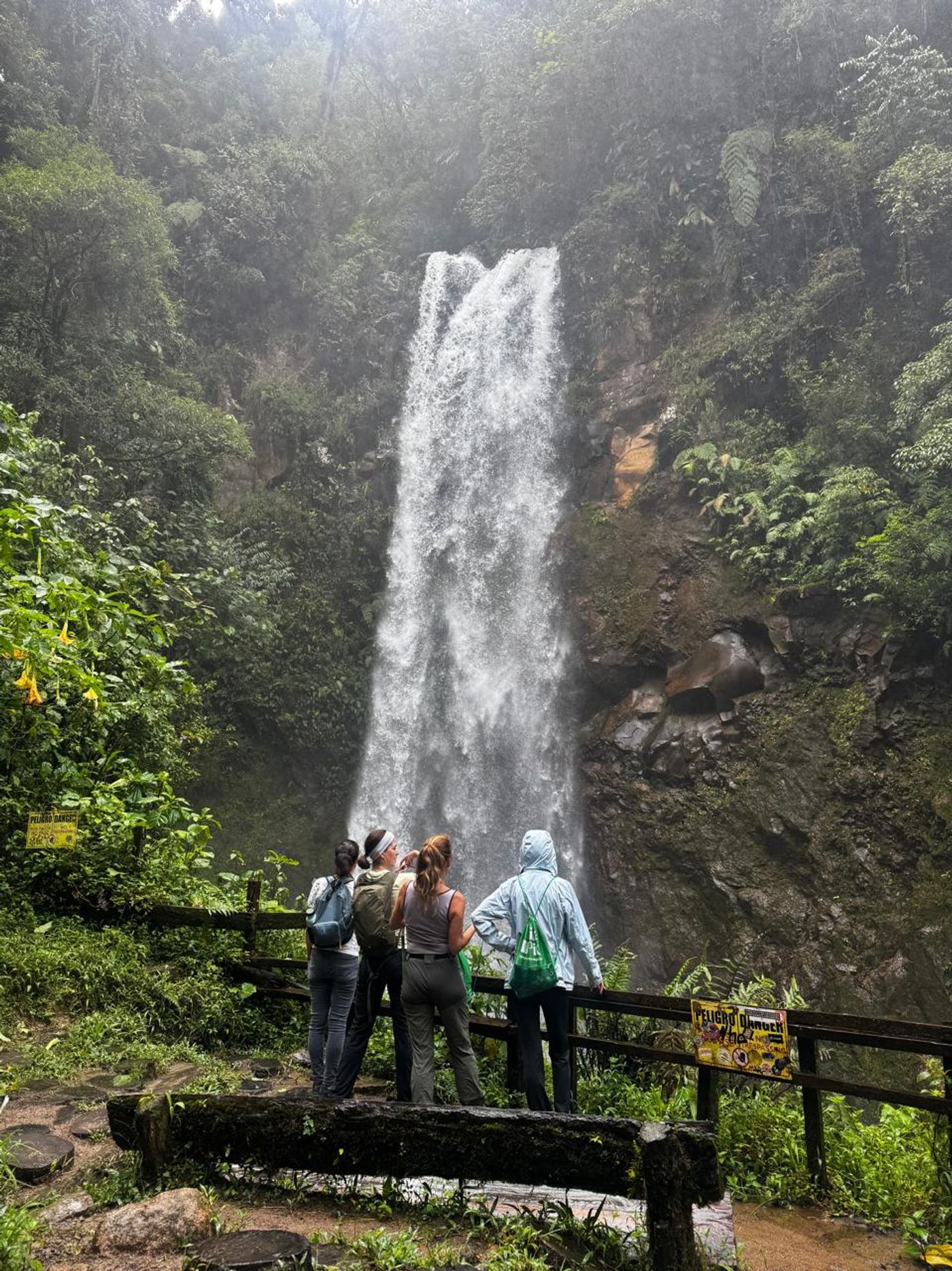 Tropical waterfall surrounded by lush rainforest in Panama.