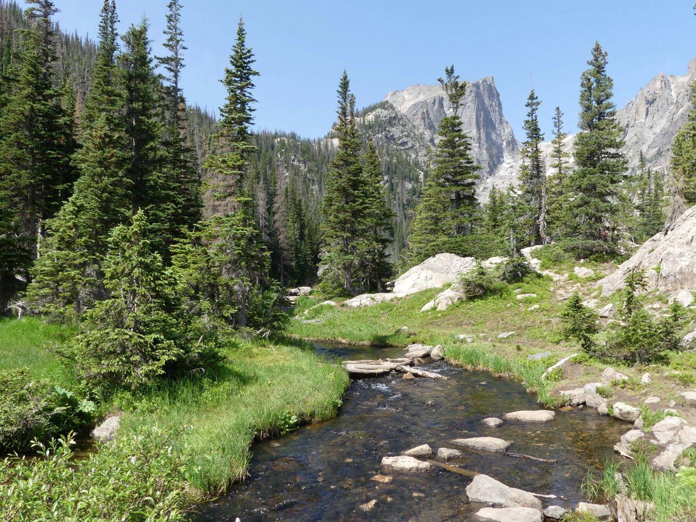 High alpine mountain scenery in Rocky Mountain National Park, Colorado.