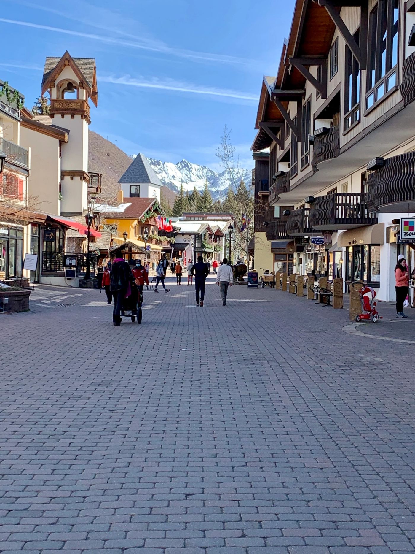 Vail Village surrounded by Colorado mountain scenery.