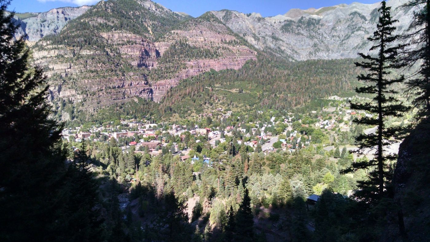 Ouray, Colorado surrounded by the dramatic San Juan Mountains.