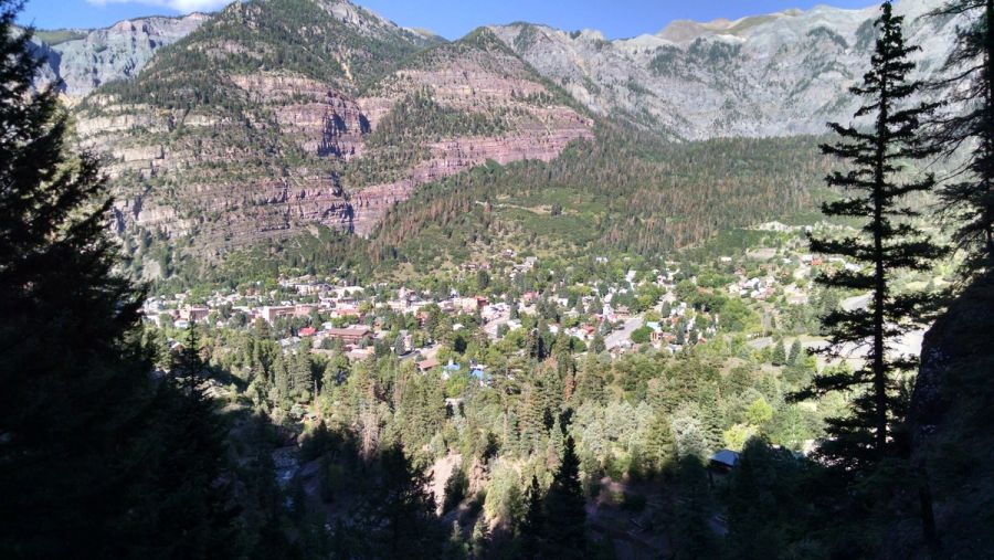 Ouray surrounded by the dramatic San Juan Mountains in Colorado.