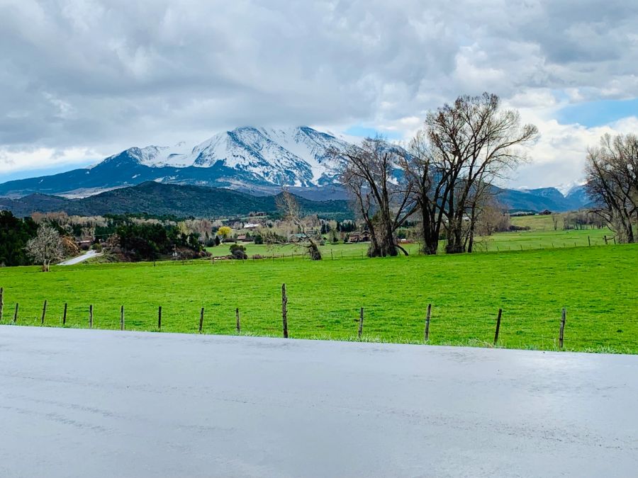 Mt Sopris rising above ranchland near Carbondale in western Colorado.