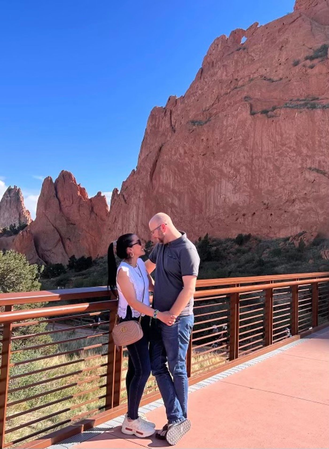 Jaury and Tyler Wofford visiting Garden of the Gods in Colorado Springs.