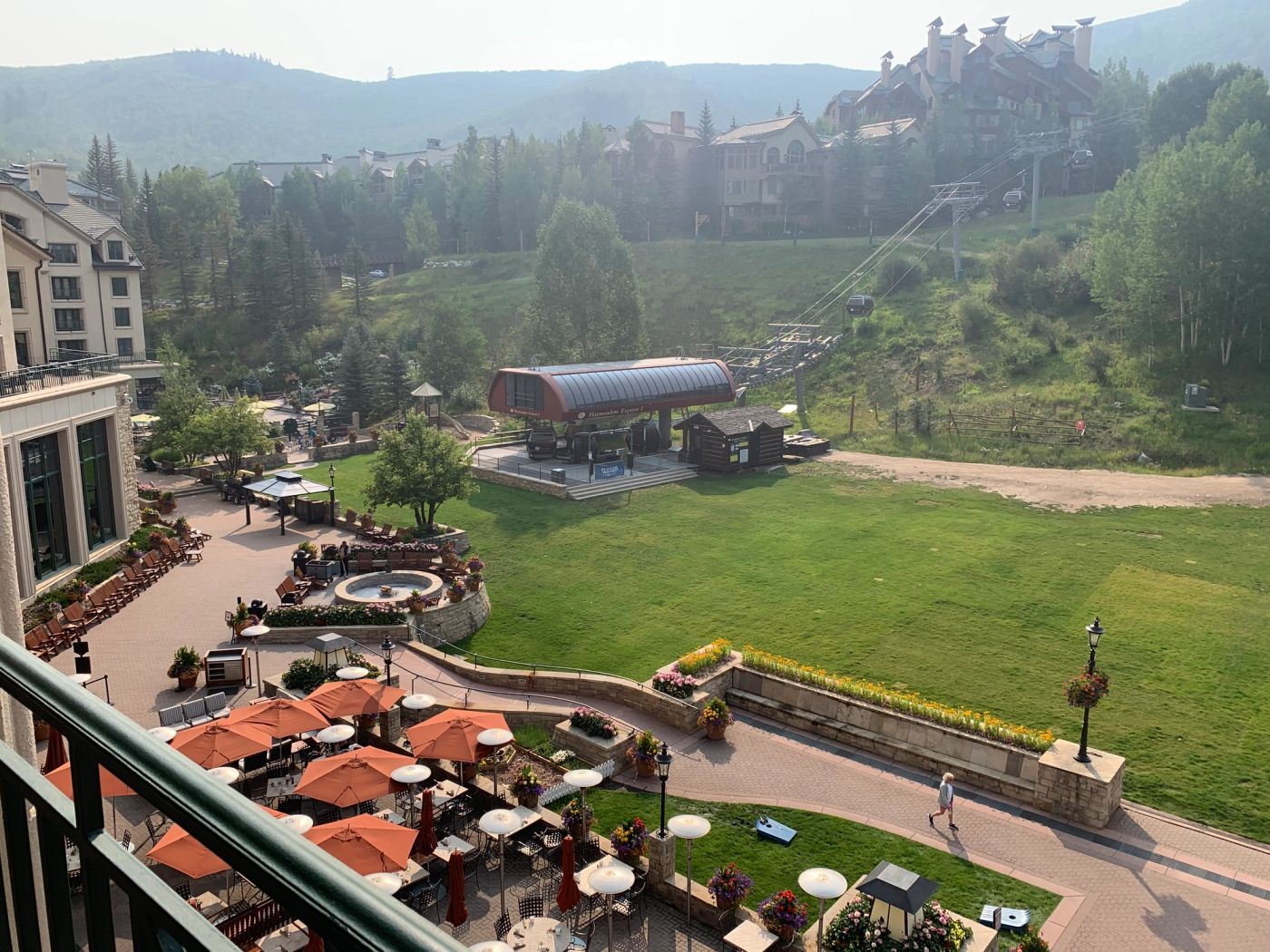 Mountain view from the courtyard at Park Hyatt Beaver Creek in Colorado.