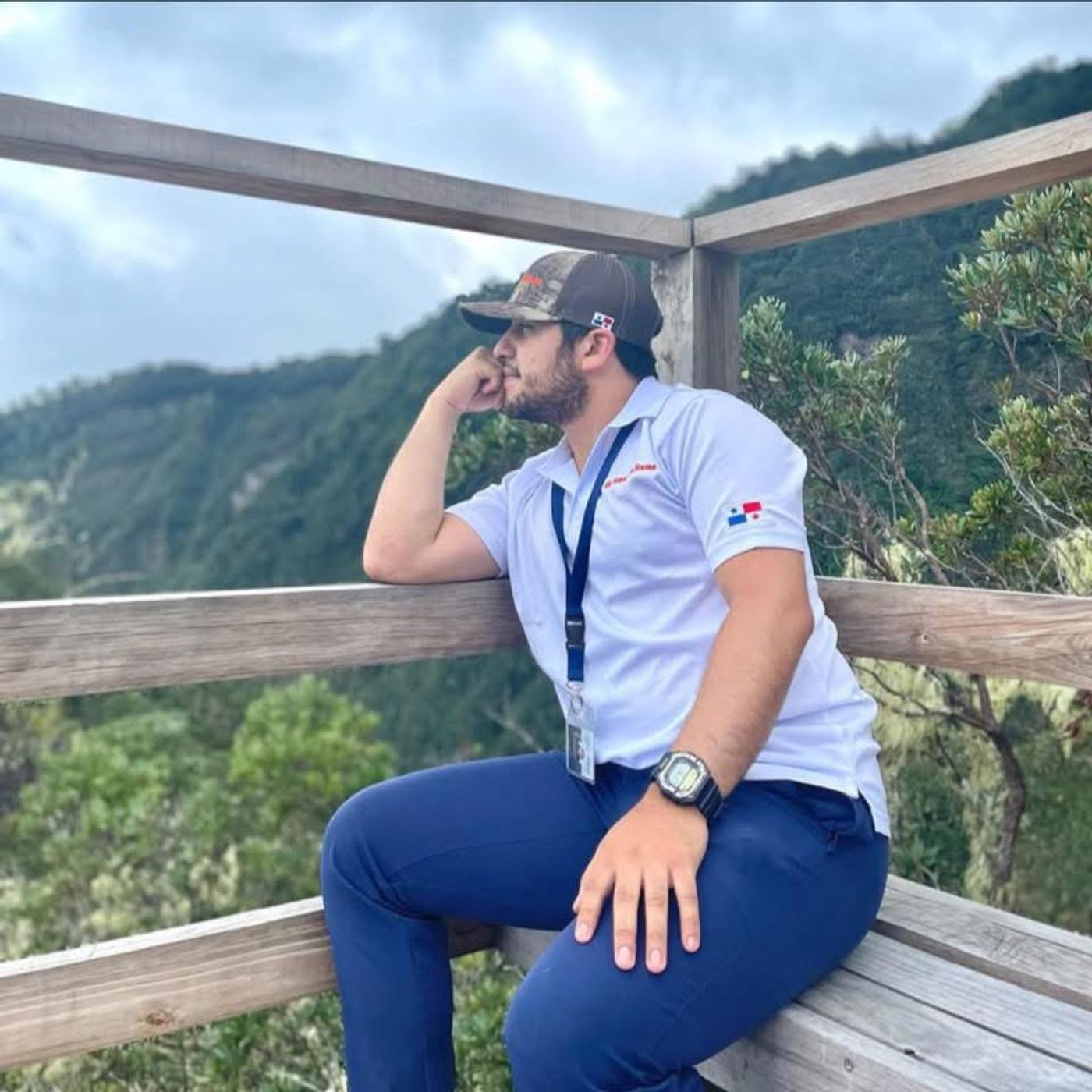 Joshua of Go Highlands Tours at a mountain overlook in the Panama highlands