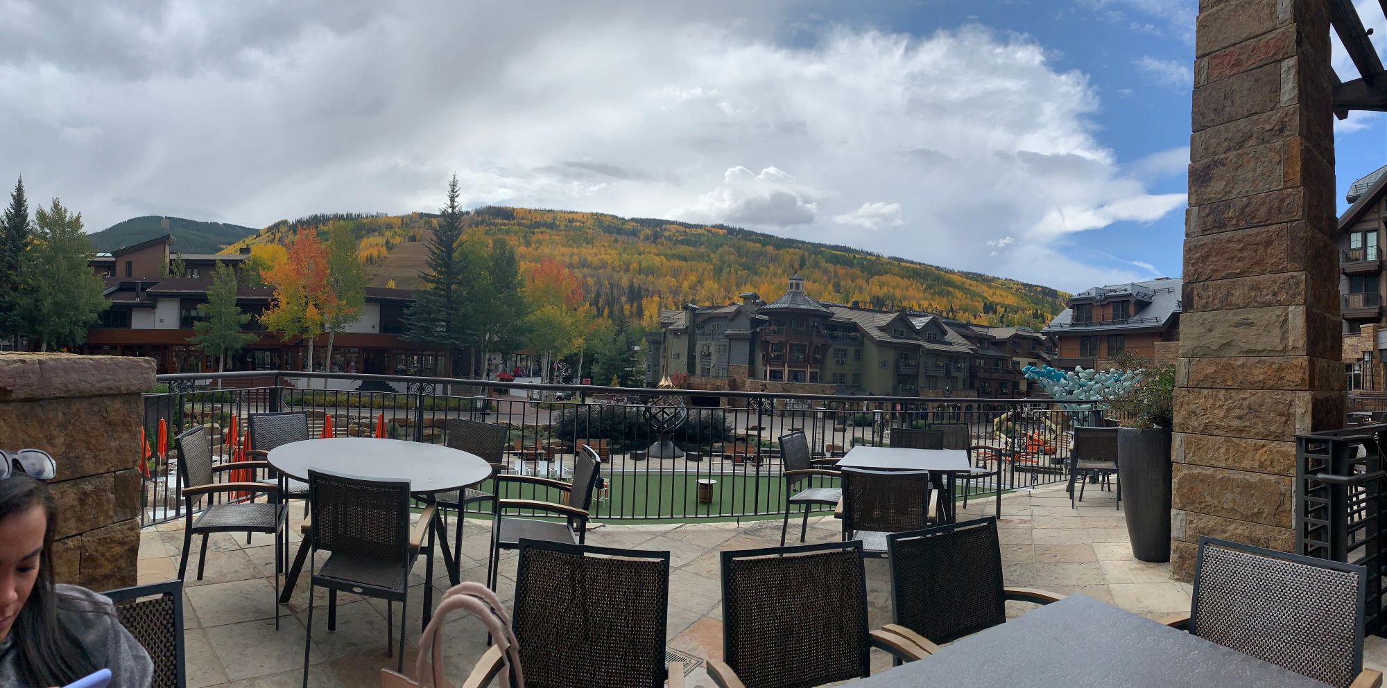 Vail Village surrounded by Colorado mountain scenery.