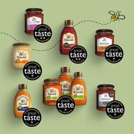 there are many different types of honey in this picture .