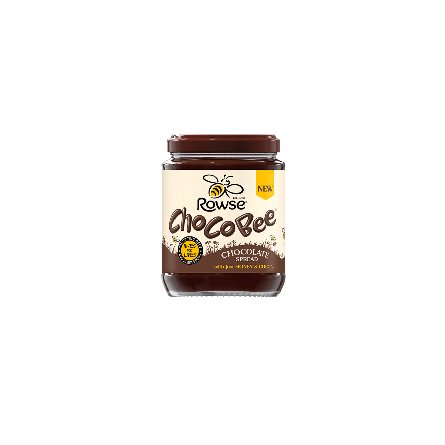 a jar of rowse choco bee chocolate spread