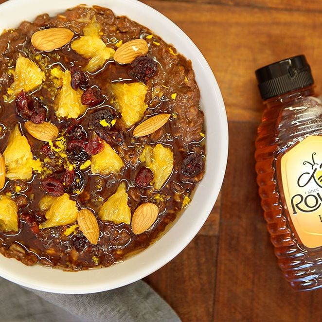 Honey, chocolate and orange porridge