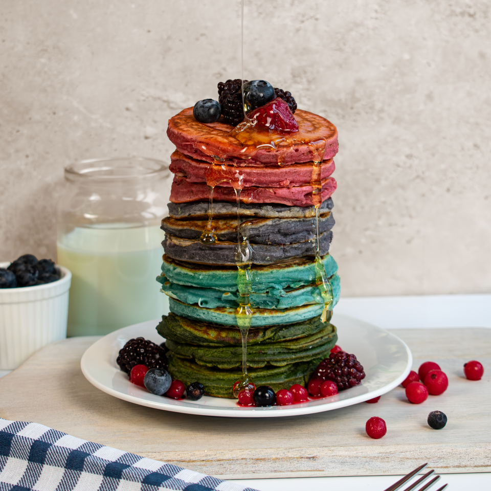 Natural Rainbow Pancakes