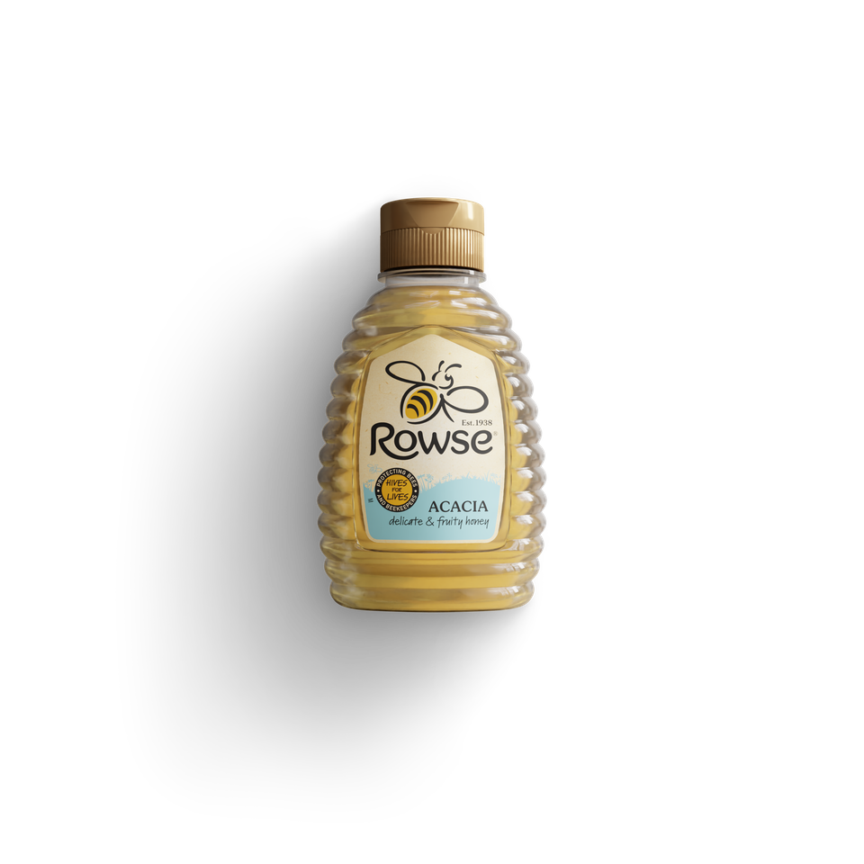 a bottle of Rowse Acacia honey