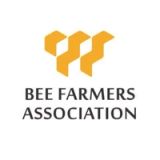 the logo for the bee farmers association is yellow and black .