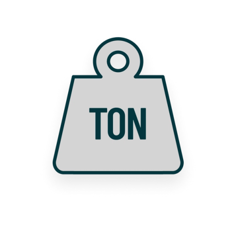 Illustration showing a ton weight