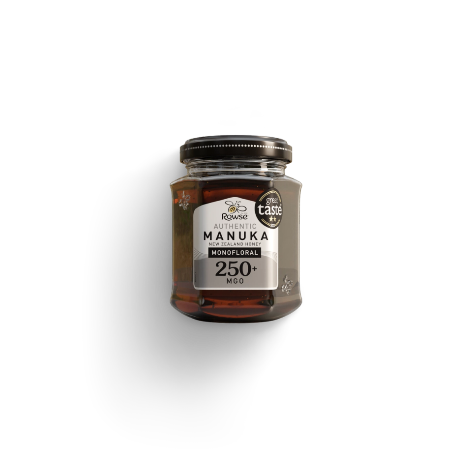 a jar of 250+MGO Monofloral Manuka Honey