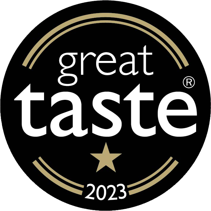 a logo for great taste 2023 with a gold star