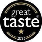 a logo for great taste 2023 with a gold star