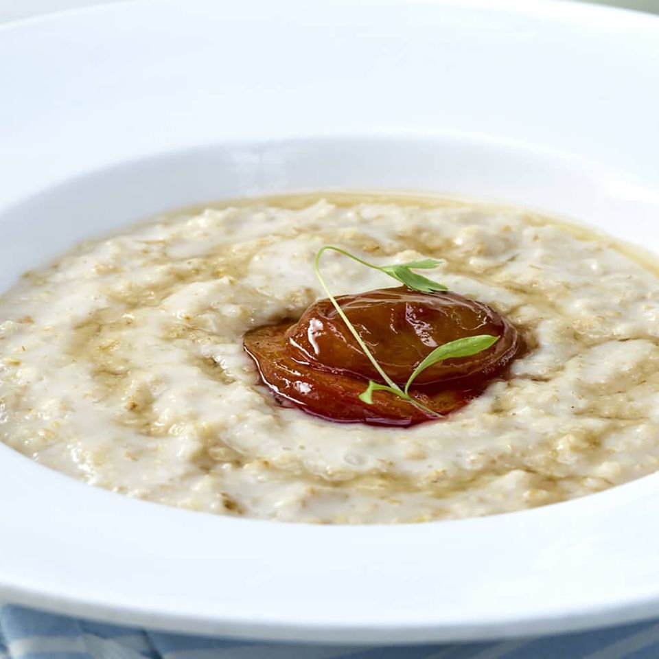 Roasted plum and honey porridge