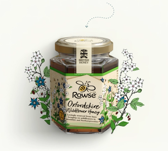 a jar of rowse oxfordshire wildflower honey