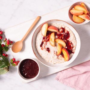 Spiced Porridge with Cranberry Sauce, Apples & Honey
