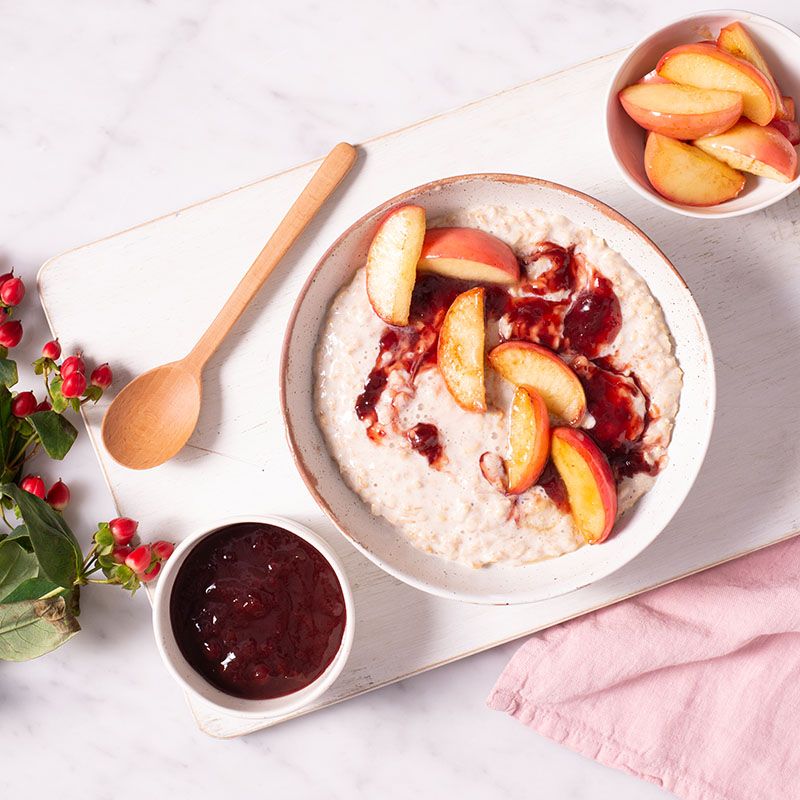 Spiced Porridge with Cranberry Sauce, Apples & Honey