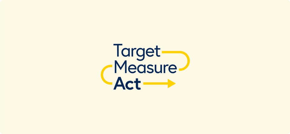 a logo for the Target Measure Act with an arrow pointing to the right