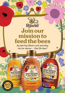 an advertisement for rowse honey that says join our mission to feed the bees