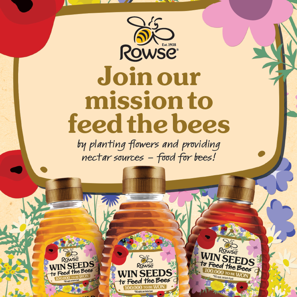 an advertisement for rowse honey that says join our mission to feed the bees