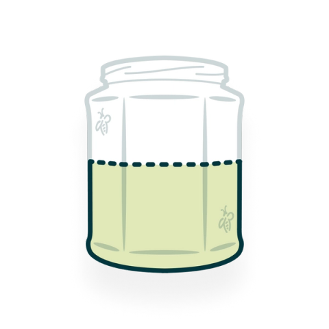 Illustration of glass jar showing 50% full