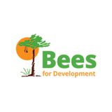 a logo for bees for development with a tree and a sun .