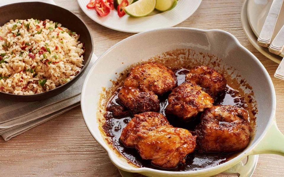 Rowse Hot Honey and soy chicken with coconut brown rice