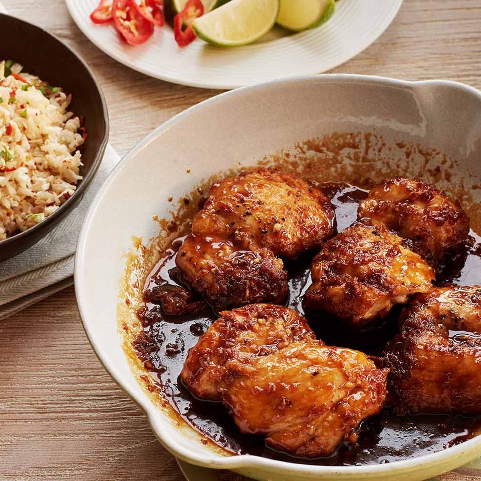 Rowse Hot Honey and soy chicken with coconut brown rice