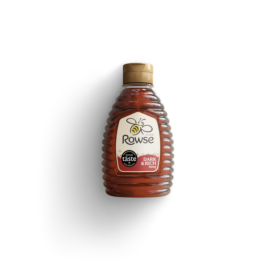 a bottle of rowse dark and rich honey