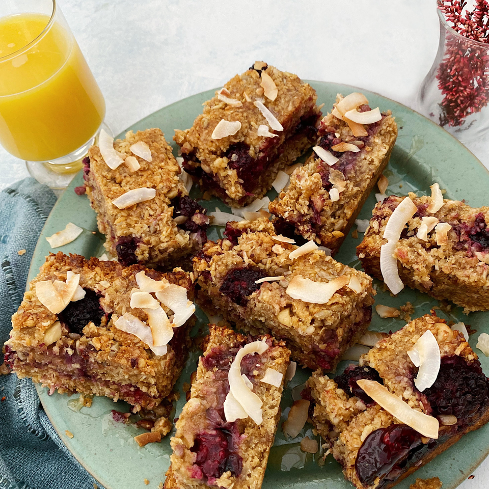 Coconut, Blackberry and Rowse Honey Breakfast Bars