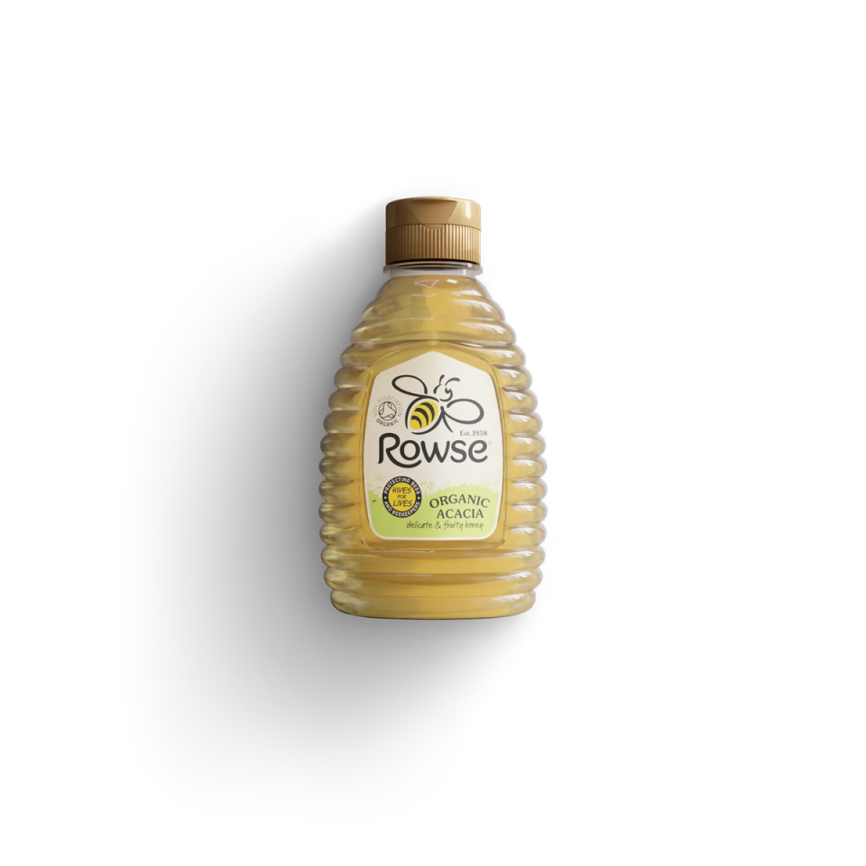 a bottle of rowse organic acacia honey