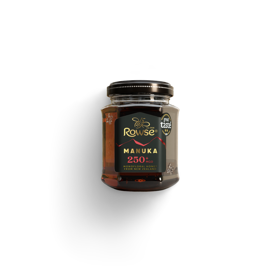 Rowse Manuka Honey 250+ MGO jar.