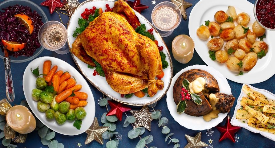 there are many different types of christmas food on the table .