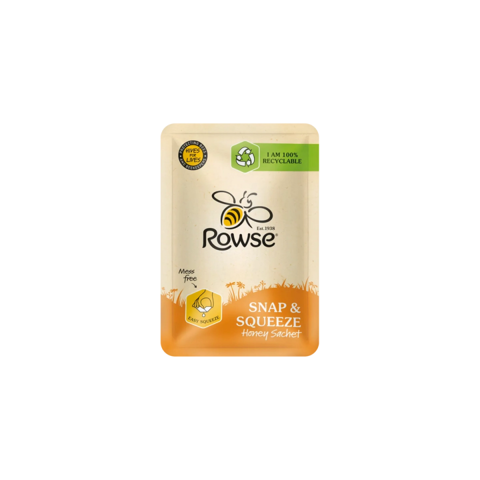 a package of Rowse Snap & Squeeze honey sachet