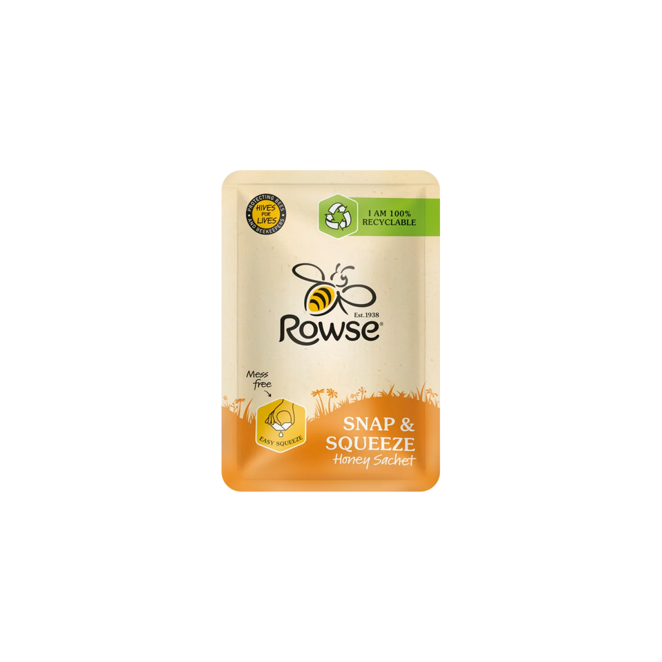 a package of Rowse Snap & Squeeze honey sachet