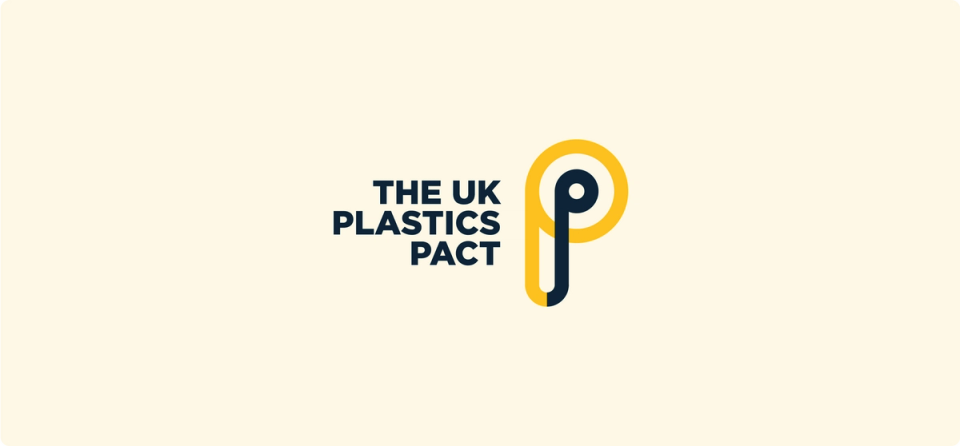 a logo for the uk plastics pact on a white background