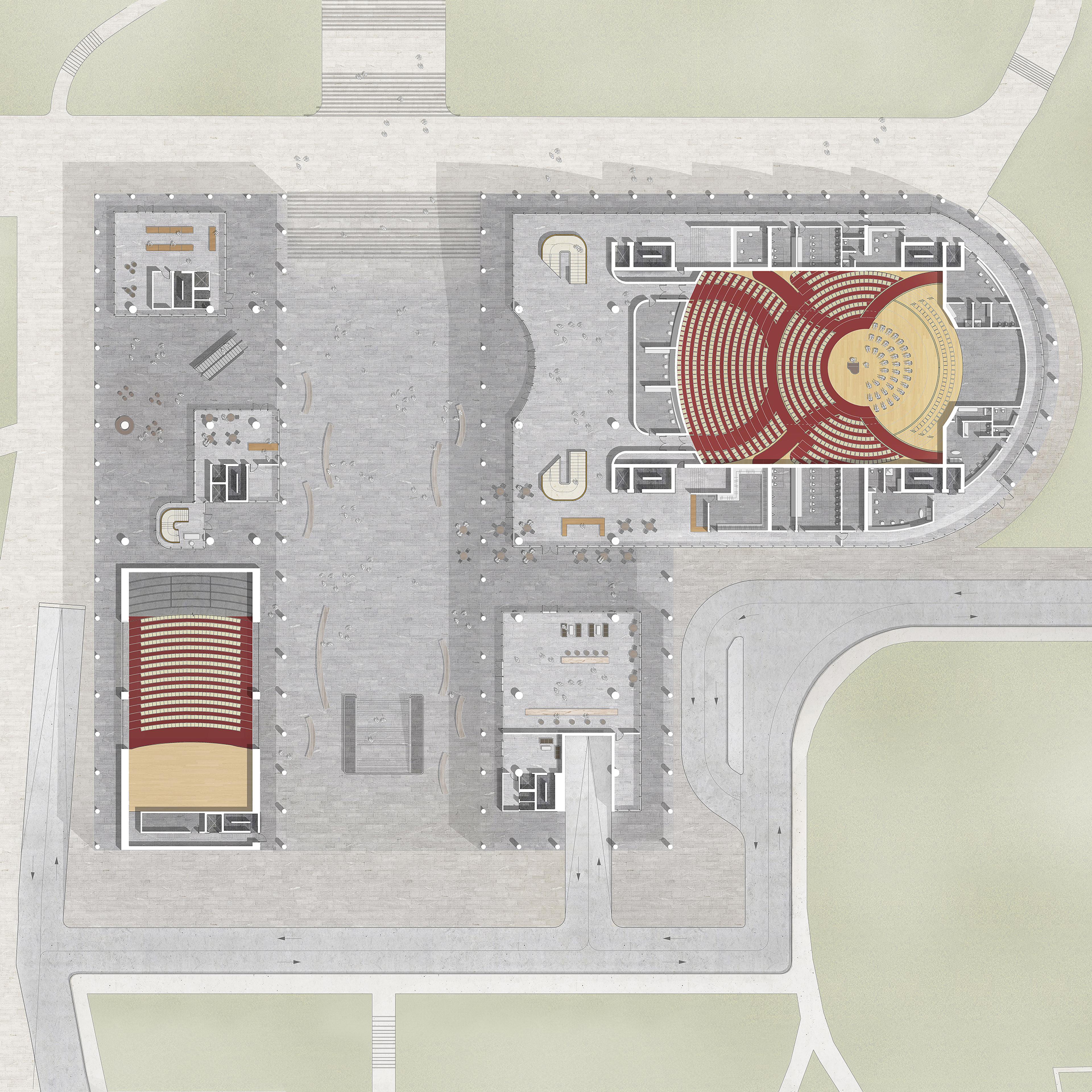 architectural plan of a concert hall