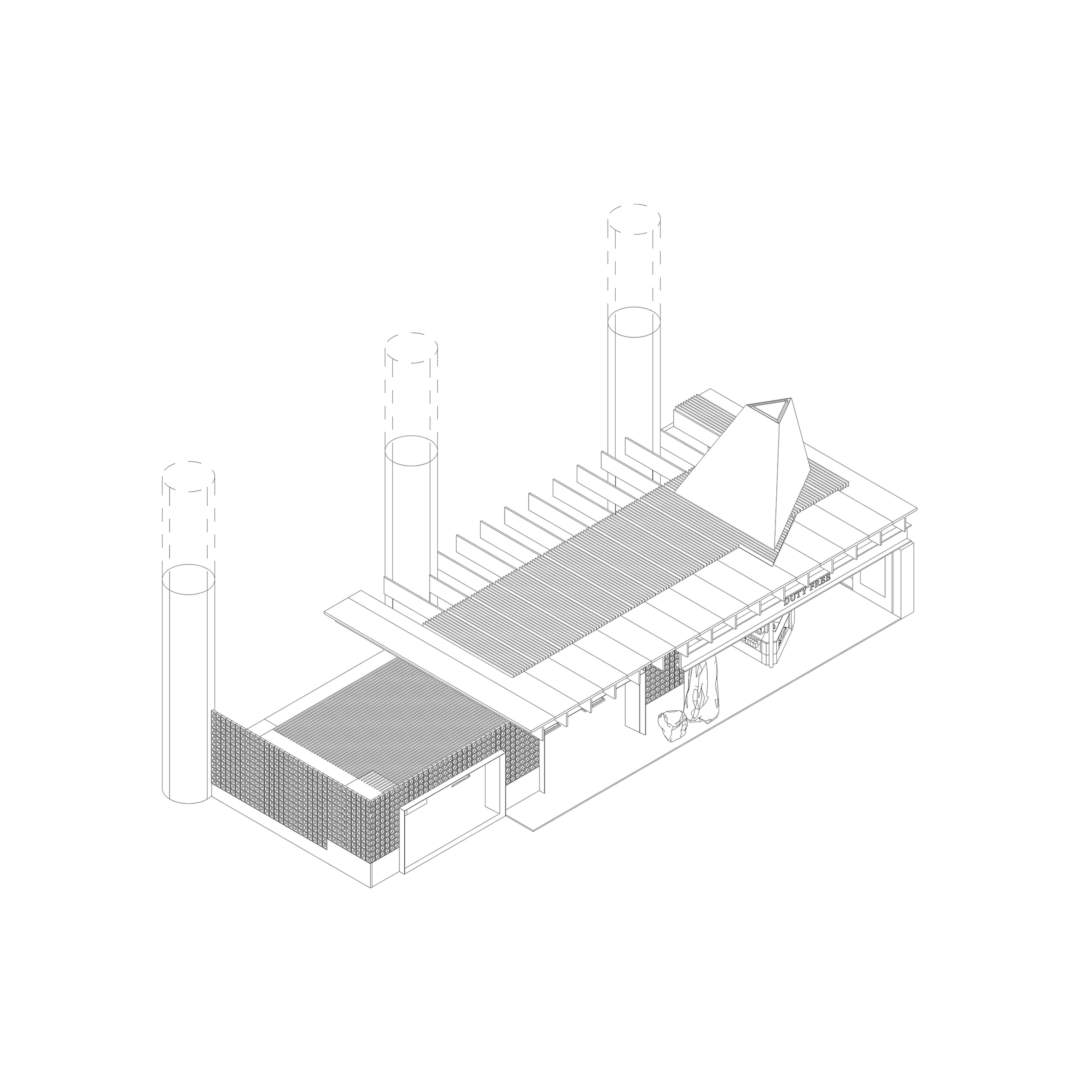 axonometric drawing of a pavilion