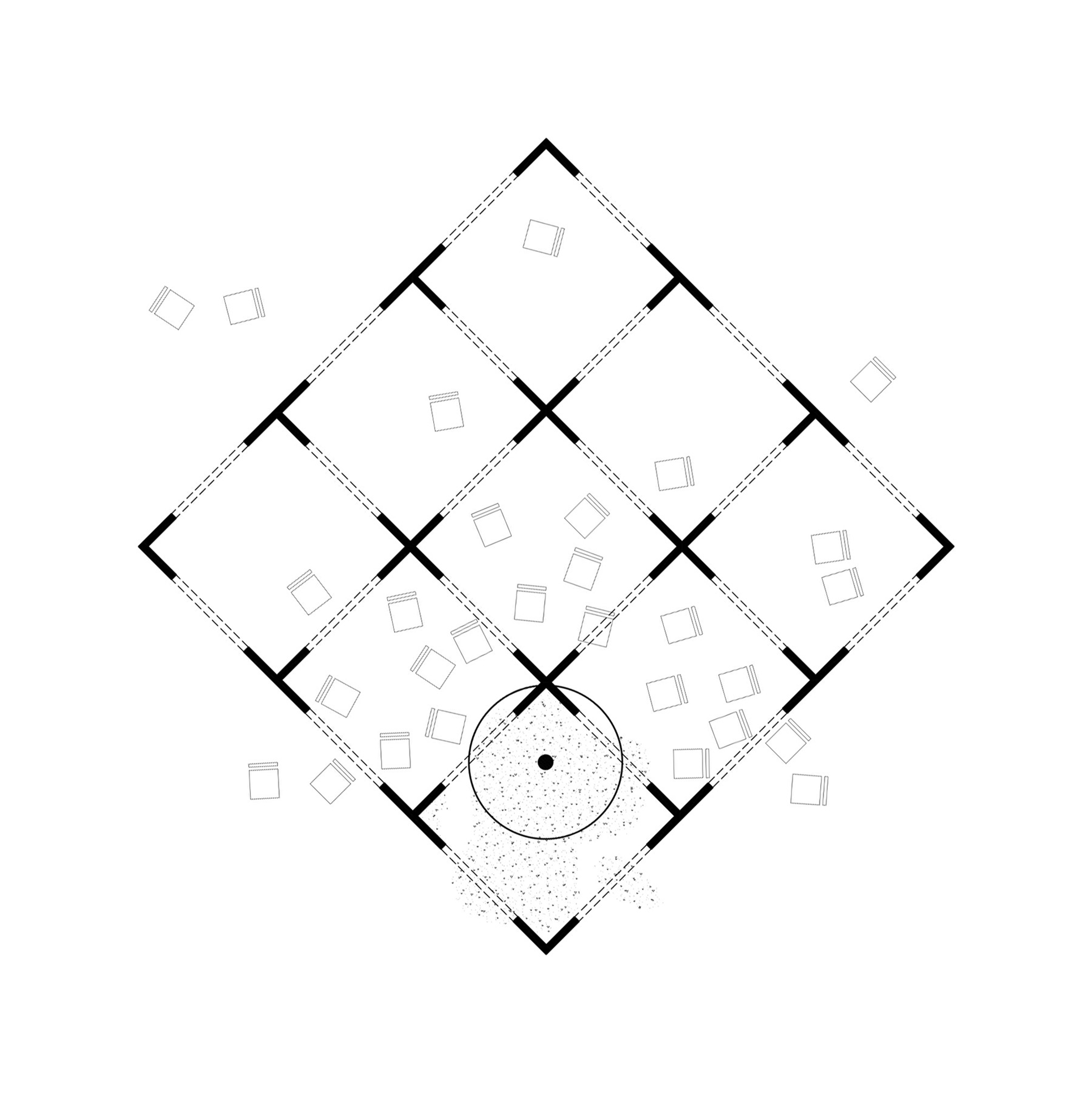 architectural plan of a pavilion with arches